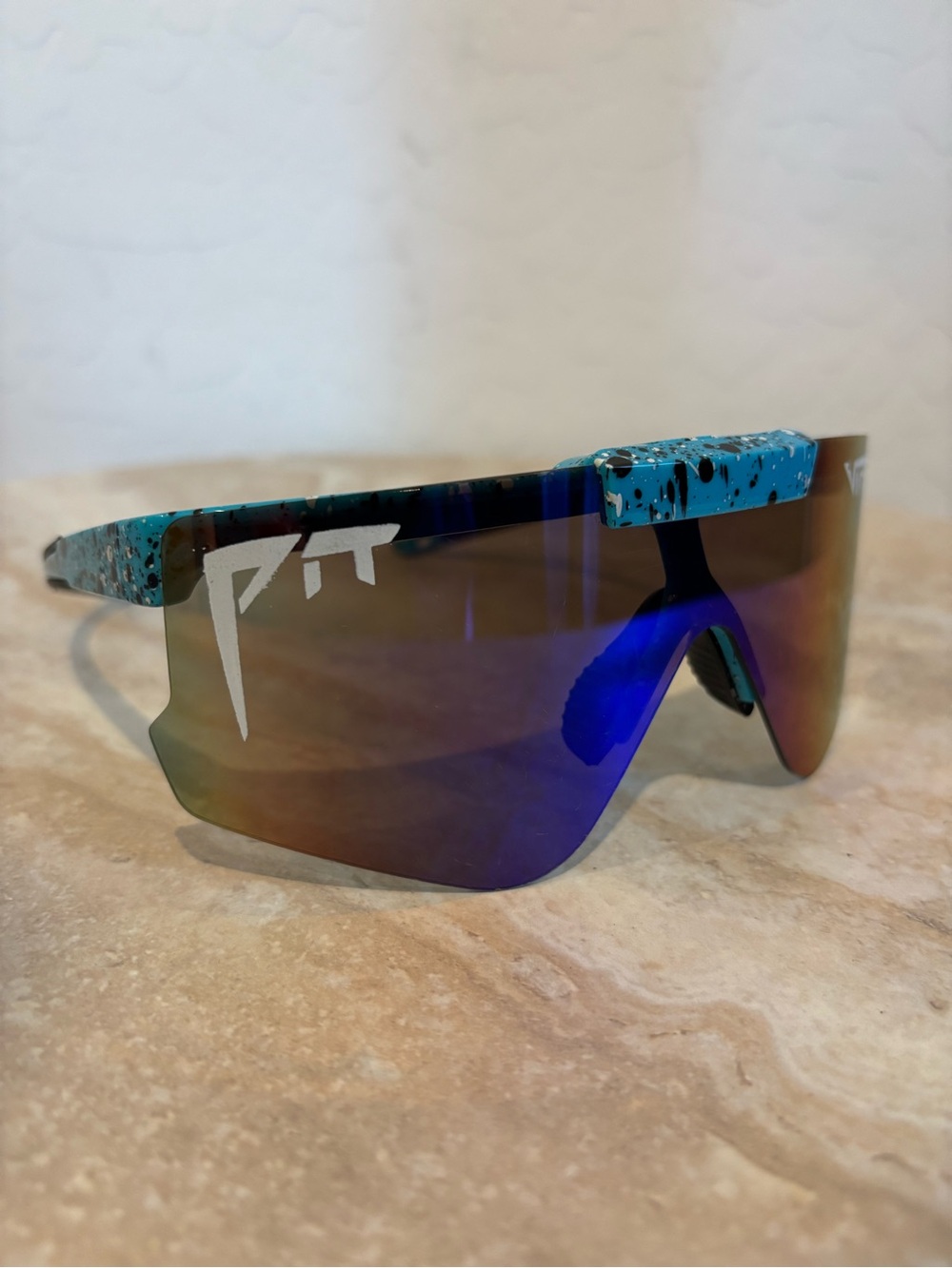 Pit Viper Men’s Blue Speckle Shield Sunglasses - Mirrored Lens